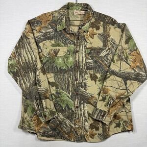 Woolrich Camo Button Shirt Men XL Realtree Pockets Hunting Long Sleeve READ